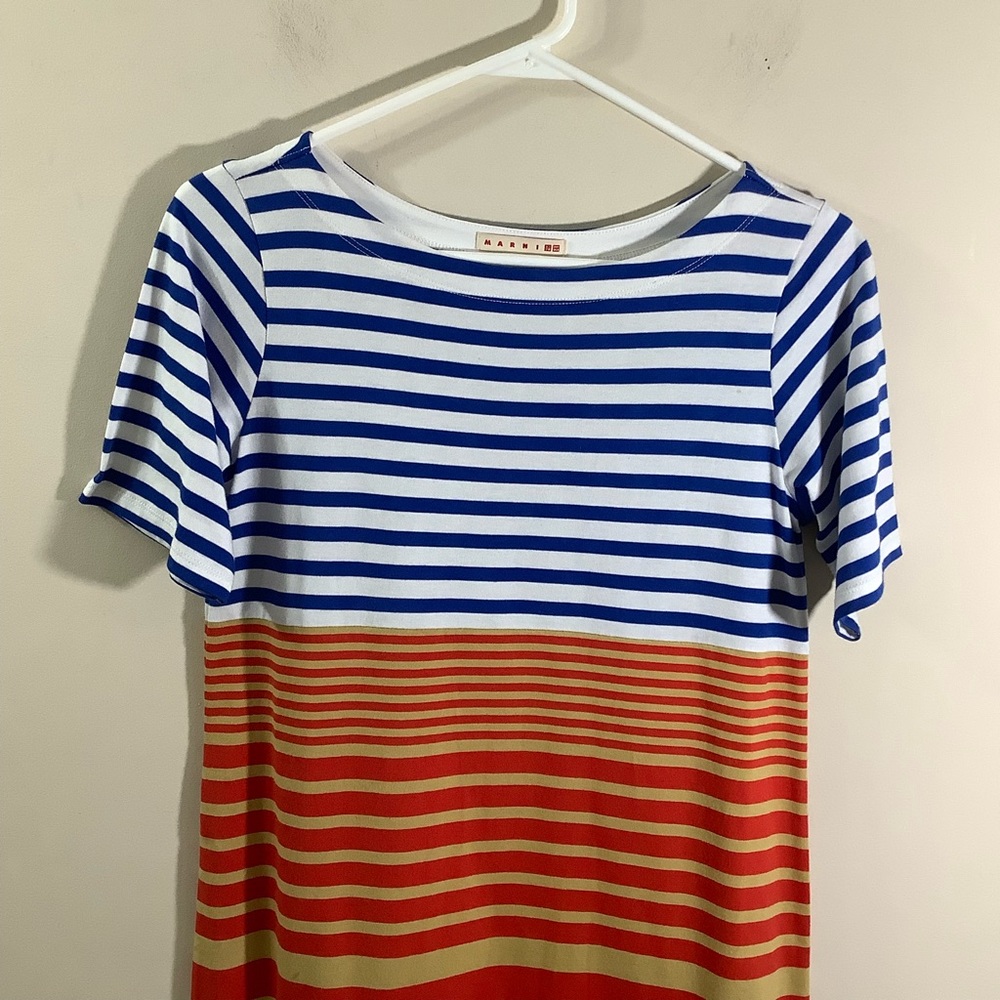 Marni X Uniqlo Striped Short Sleeve Midi Dress - Picture 3 of 7